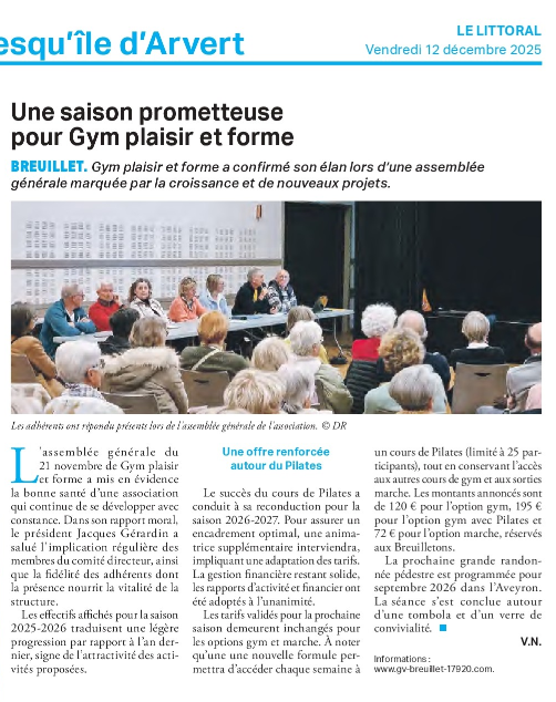 On parle de nous dans Le Littoral - édition du 12/12/2025