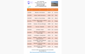 Programme des marches du dimanche du 1er trimestre 2025