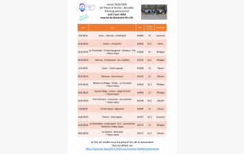 Le programme des marches du dimanche 9h - 12h pour le 2ème trimestre 2026