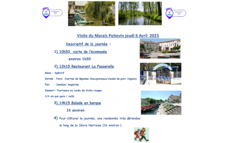 Visite du marais poitevin - jeudi 6 avril 2023